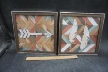 2 - Framed Arrow & Feather Pictures