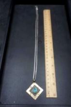 Sterling Silver & Turquoise Pendant W/ Chain