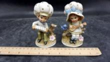 Boy & Girl Instrument Playing Figurines