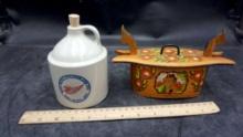 Red Wing Thumb Jug & Wooden Bergen Container