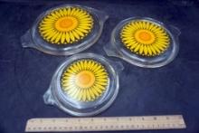 3 - Pyrex Sunflower Lids
