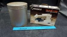 Tin Kitchen Canister & Norelco Travel Iron