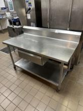 60"W x 30"D All Stainless Steel Work Table w/8" Backsplash, Storage Drawer on Casters