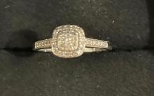 10k White Gold Diamond Cluster Engagement ring