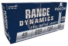 Fiocchi 45LCCMJ Range Dynamics Pistol 45 Colt LC 225 gr Complete Metal Jacket 50 Per Box