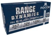 Fiocchi 357SIGAP Range Dynamics Pistol 357 Sig 124 gr Full Metal Jacket FMJ 50 Per Box