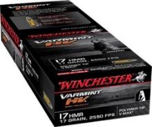 Winchester Ammo S17HMR1 Varmint HV 17 HMR 17 gr 2550 fps Hornady VMax VMX 50 Bx20 Cs