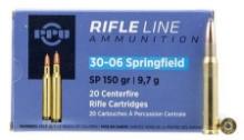 PPU PP30061 Standard Rifle 3006 Springfield 150 gr Soft Point 20 Per Box