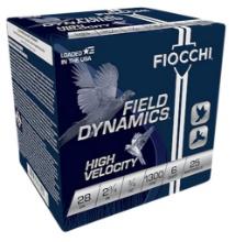 Fiocchi 28HV6 Field Dynamics High Velocity 28 Gauge 2.75 34 oz 1300 fps 6 Shot 25 Bx