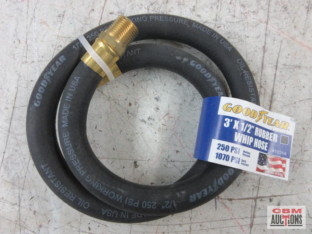 Good Year 10314 3' x 1/2" Rubber Whip Hose - Set of 2