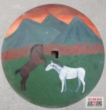 20" Disc, Hand Painted Horse Scenery - Martin W....