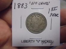 1883 "No Cents" Liberty "v" Nickel
