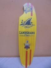 Wooden Landshark Lager Surf Board w/ Bottle Opener