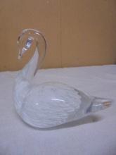 Beauiful Art Glass Swan Paperweight