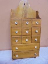 Vintage Wall Wooden 11 Drawer Spice Cabinet