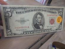 1953 Five Dollar Red Seal Note