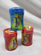 3Pc Trident Vibes Sour Patch Kids Gum Lot-2 Cont. of Redberry,  1 Blue Ras.