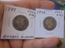 1899 & 1902 Silver Barber Quarters