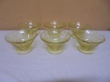 Set of 6 Yellow Depression Glass Sherbert Dishes
