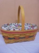 1994 Longaberger Stained Easter Basket w/ Liner & Protector