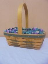 1993 Longaberger Stained Easter Basket w/ Liner & Protector