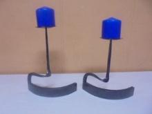 Set of Decorative Iron Candle Holders w/ Brand New Candles