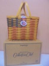 1998 Longaberger Collector's Club 25th Anniversary Flag w/ Basket & Protector & Tie On