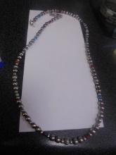 Beautiful Ladies Sterling Silver 24in Necklace w/ Stones