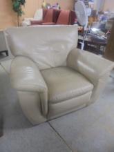 Leather Upholstered Large Overstuffed Chair