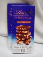 2 Lindt Classic Recipe 5.3oz Bars- Dark Choc. With Whole Hazelnuts