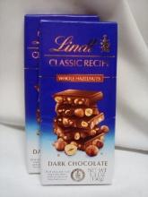 2 Lindt Classic Recipe 5.3oz Bars- Dark Choc. With Whole Hazelnuts