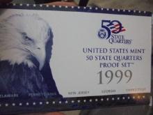 1999 United State Mint 50 State Quarters Proof Set