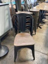 Black Metal Frame with Wood Seat Stackable Chairs