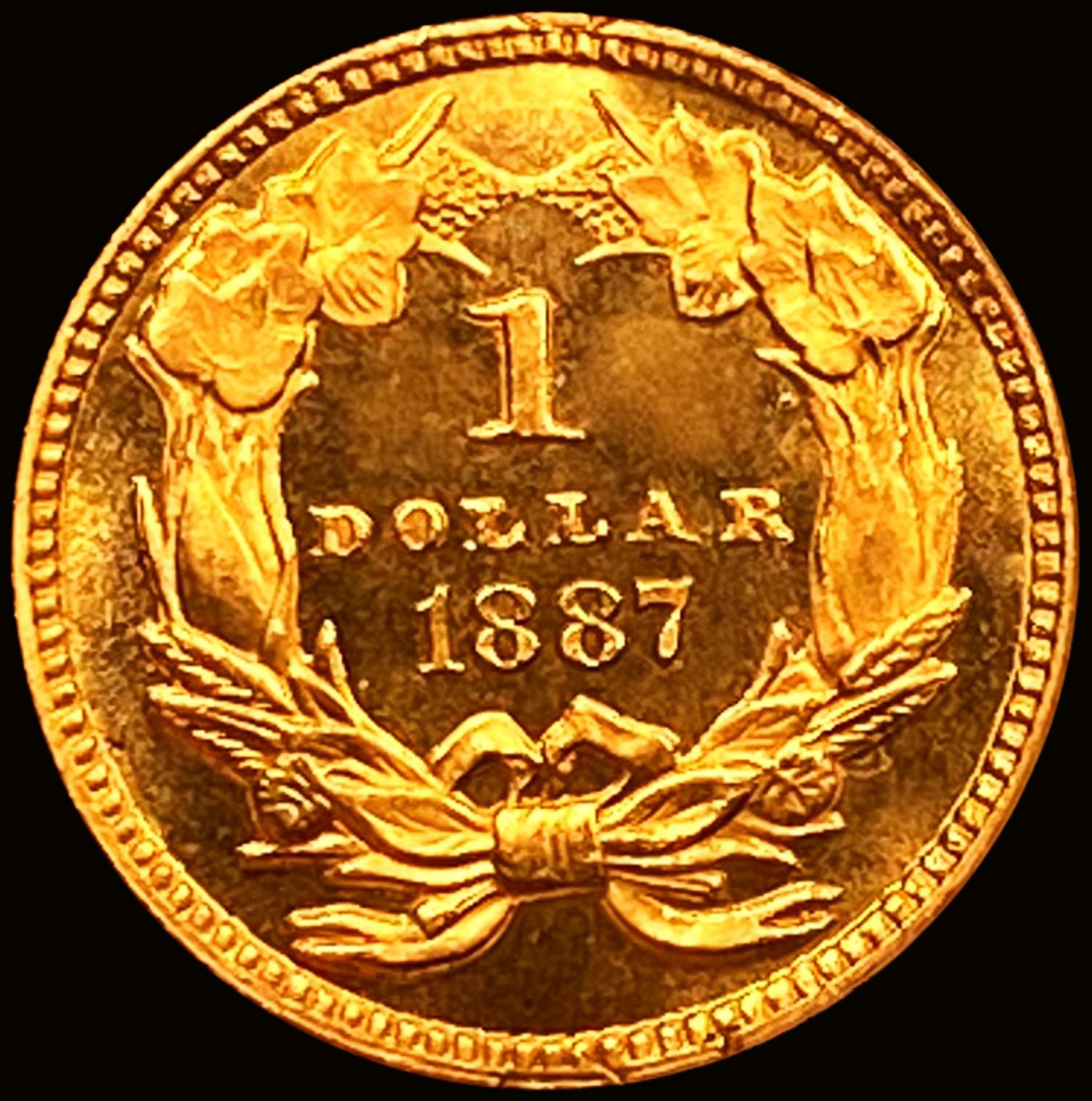 1887 Rare Gold Dollar GEM PROOF CAM