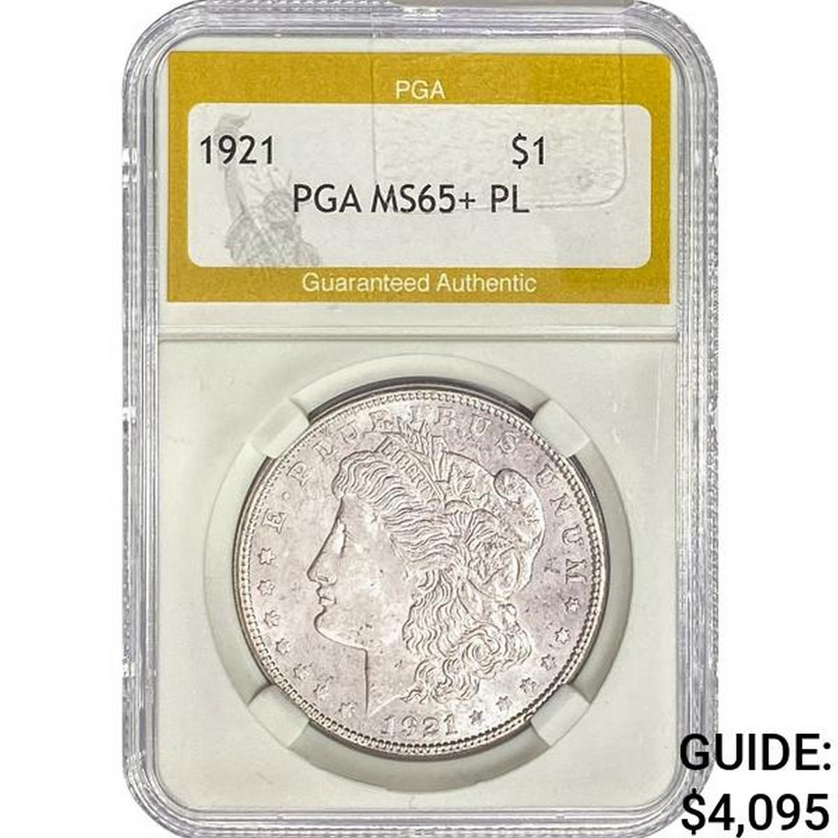 1921 Morgan Silver Dollar PGA MS65+ PL