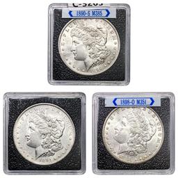 1890-S,1891-S,1898-O UNC Morgan Silver Dollars [3