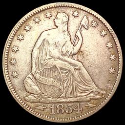 1854 Arws Seated Liberty Half Dollar LIGHTLY CIRCU