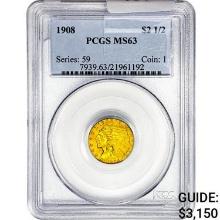 1908 $2.50 Gold Quarter Eagle PCGS MS63