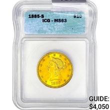1885-S $10 Gold Eagle ICG MS63