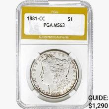1881-CC Morgan Silver Dollar PGA MS63