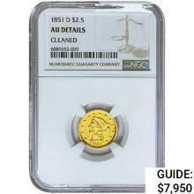 1851-D $2.50 Gold Quarter Eagle NGC AUDetails