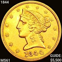 1844 $5 Gold Half Eagle UNCIRCULATED