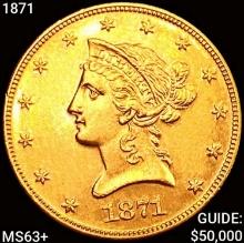 1871 $10 Gold Eagle CHOICE BU+