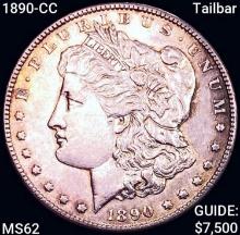 1890-CC Tailbar Morgan Silver Dollar UNCIRCULATED