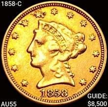 1858-C $2.50 Gold Quarter Eagle HIGH GRADE