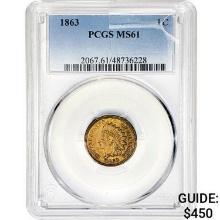 1863 Indian Head Cent PCGS MS61