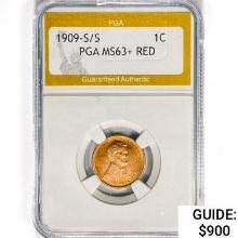 1909-S/S Wheat Cent PGA MS63+ RED