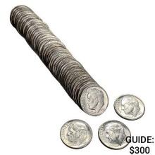 1958 BU 1958 D Roosevelt Dime Roll [50 Coins]