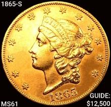 1865-S $20 Gold Double Eagle UNCIRCULATED