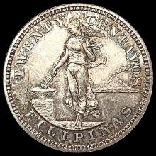 1903 US Philippines 20 Centavos Silver Coin CHOICE